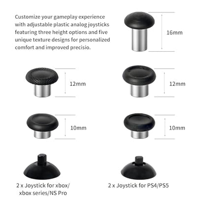 RALAN Replacement Interchangeable Thumbsticks Joysticks Repair Kit for Xbox One, Xbox Series X/S, PS4/PS5/NS Pro Controllers, 3 Height Plastic Base, 5 Grip Designs (xbox) - color: xbox