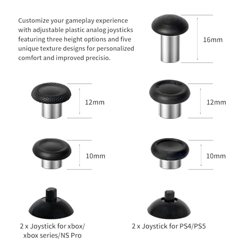 RALAN Replacement Interchangeable Thumbsticks Joysticks Repair Kit for Xbox One, Xbox Series X/S, PS4/PS5/NS Pro Controllers, 3 Height Plastic Base, 5 Grip Designs (PS5/Switch PRO) - color: PS5/Switch PRO