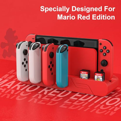 Switch Charging Dock - Mario Red Edition & Switch Model Joycon, Charges up to 6 Joycons with Game Card Storage Stand - color: Mario Red Edition