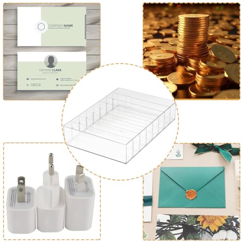 Large Clear Acrylic Cash Organizer 8 Sections Desk Tray Organizer for Money Budget Envelopes, Palette Makeup, Cables Envelope Storage