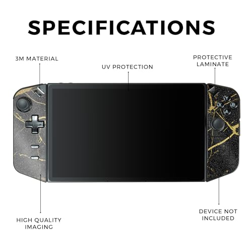 Glossy Glitter Gaming Skin Compatible with Lenovo Legion Go - Black Gold Marble - Premium 3M Vinyl Protective Wrap Decal Cover - Easy to Apply | Crafted in The USA by MightySkins - color: Black Gold Marble, style: Glossy Glitter Finish