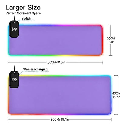 Medium Purple RGB Gaming Mouse Pad, Large Mousepad with 14 Lighting Modes, Big Mouse Mat LED Extended Mouse Pad Anti-Slip, Computer Keyboard Mousepad Mat 31.5 x 11.8 Inch - color: Medium Purple, size: XX-Large 31.5x11.8in
