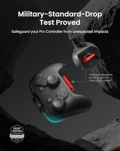 tomtoc Case for Nintendo Switch 2 Pro Controller, Military Grade Protection | Protective Hard Slim Storage Case, Hard Shell Joystick Protector, Space-Saving, Shock-proof Anti-scratch for Travel Daily Use