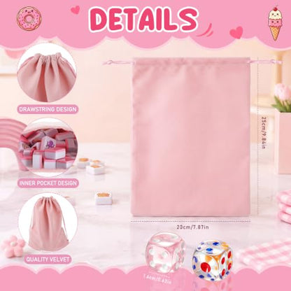 Capoda 2 Players Mahjong Block Set with 65 Tiles Pink Melamine Tiles Velvet Drawstring Bag and 2 Acrylic Dice Portable Mahjong Tile Game Ocean Animals and Food Pattern for Summer Travel Family Game - style: Animal and Food