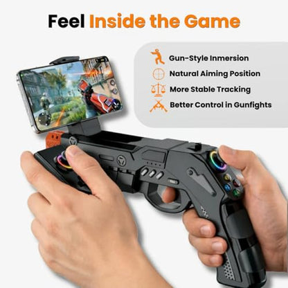 G1 Pro Mobile FPS Controller, Wireless Bluetooth Somatosensory Shooting Realistic Gun Stock for Phone & Pad, AR Gaming Joystick with Trigger for FPS & Mobile Shooters