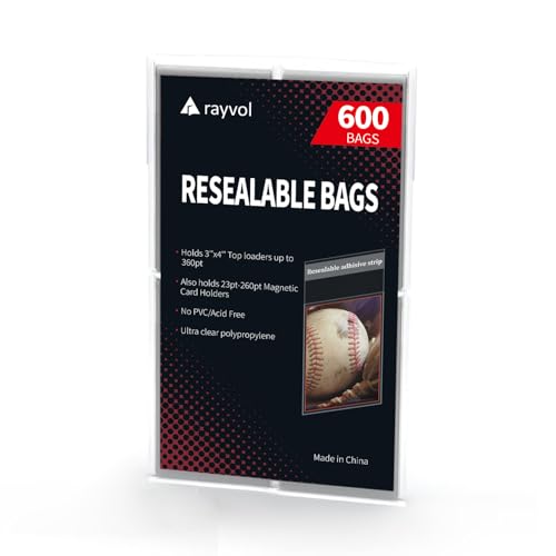 600 Resealable Team Bags, Sleeves Fit 3x4 Top Loader 360pt and 23-260pt Magnetic Card Holders (600pcs) - size: 600