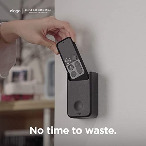 elago Universal Remote Holder Mount Compatible with Apple TV Remote and All Other Remote Controls - Adhesive Tape or Screw Mounting Options, Available Wired Charging [Medium] [Black] - color: Black, size: Medium