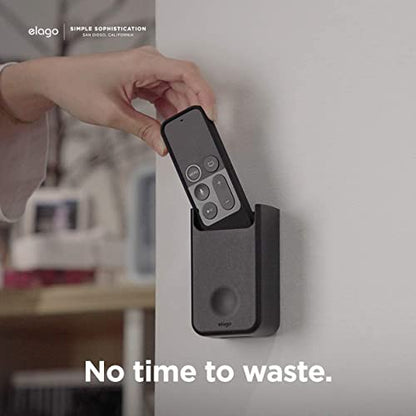 elago Universal Remote Holder Mount Compatible with Apple TV Remote and All Other Remote Controls - Adhesive Tape or Screw Mounting Options, Available Wired Charging [Medium] [Black] - color: Black, size: Medium