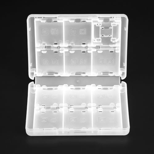 28-in-1 PP Game Card Case Holder - for Nintendo 3DS/DSL/DSI/LL, Cartridge Storage Box with 22 Slots + SD/TF Card Holders + Stylus Organizer(White) - color: White
