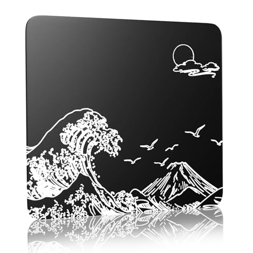 ATTACK SHARK CM05 Glass Gaming Mouse Pad,17.7x15.7 in Large Mouse Mat，Non Slip 9H Hard Mousepads,Nano-Textured Glass Surface with Improved Precision and Speed for FPS Players-Wave Black - color: Wave Black