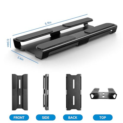 Universal Metal Laptop Charger Holder, Under Desk & Vesa Mount | Adjustable Power Brick Bracket, Under Desk Mount Organizer for Docking Stations & USB-C Hubs, Secure Supply Holder, Black
