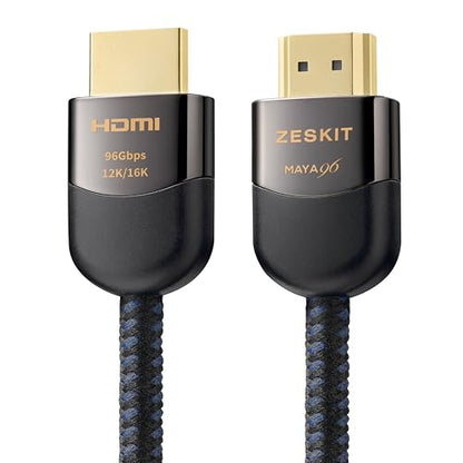 Zeskit Maya HDMI 2.2 Cable 96Gbps 12K 16K (3 Feet 1m) - size: 3ft/1m