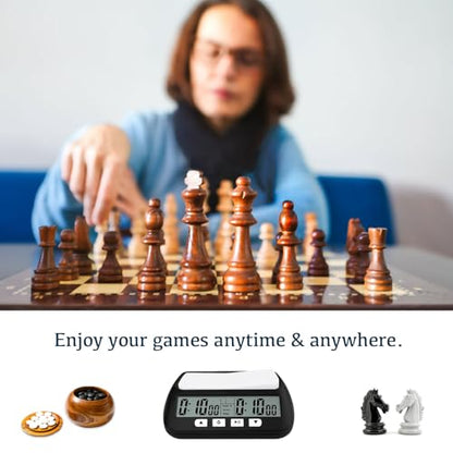 Digital Chess Clock, Professional Electronic Chess Timer with Alarm, Multifunction Portable Chess Clock with Countdown, Bonus, Delay Features, for International Chess Chinese Chess Board Go Game
