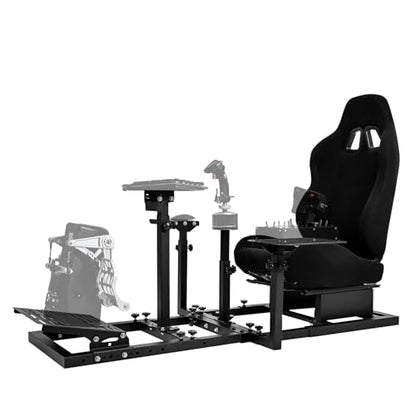 Supllueer Racing Flight Simulator Cockpit with Black Seat Fit for Thrustmaster Hotas Warthog,for Logitech G29 G920 X52 X56, Sim Racing Cockpit, Wheel Pedal Throttle Joystick Keyboard Not Included