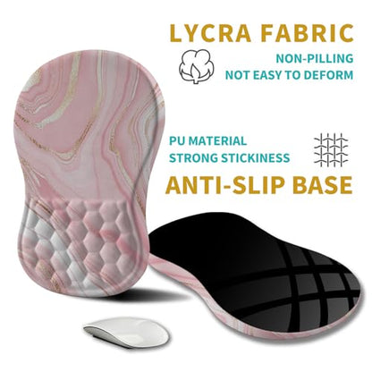 Hokafenle Ergonomic Mouse Pad Wrist Support, Wrist Rest Mousepad for Carpal Tunnel Pain Relief with Integrated Memory Foam Slope Massage Bulge (11.8x7.9 inch,Pink Fluid - color: KM02-Pink Fluid