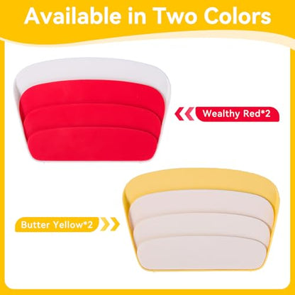 4pcs-Card Holder For Playing Cards, Large And Portable Playing Card Holder, Can Hold 40 Playing Cards In 3 Layers,Suitable For Family Gatherings, Elderly People, Etc.(2pcs Yellow And 2pcs Red)