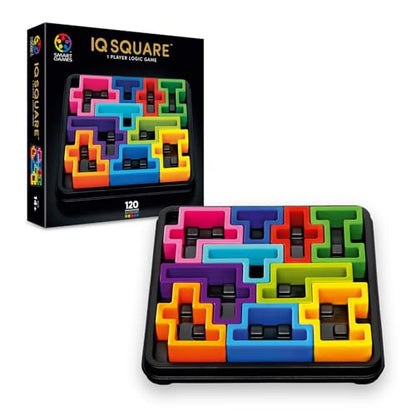 SmartGames IQ Deluxe: Square - the New IQ Series for Ages 14 - Adult with 120 Challenges Featuring a Larger Display and Travel Case