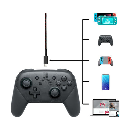 PDP Gaming Charge Cable Licensed for Nintendo Switch 8 ft USB-C | 8-Foot Charging Cable, Durable Braided Design, Cable Management Tie Strap, Charge & Sync Compatibility, Black/Red