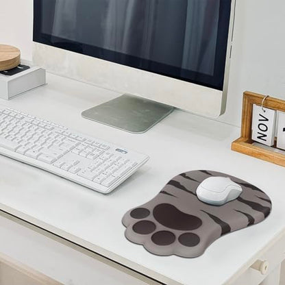 L-SPOUTTO Ergonomic Mouse Pad with Wrist Rest,Cute Mouse Pad Wrist Support | Cat Paw Comfortable Massage Design,Computer Pain Relief Mousepad with Non-Slip PU Base for Desk Laptop Gaming,Brown - color: Brown
