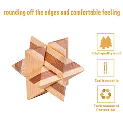 Bamboo 3D Puzzle Metal Brain Teasers Puzzles Mind Game Toys Set for Teens and Adults Pack of 12pcs