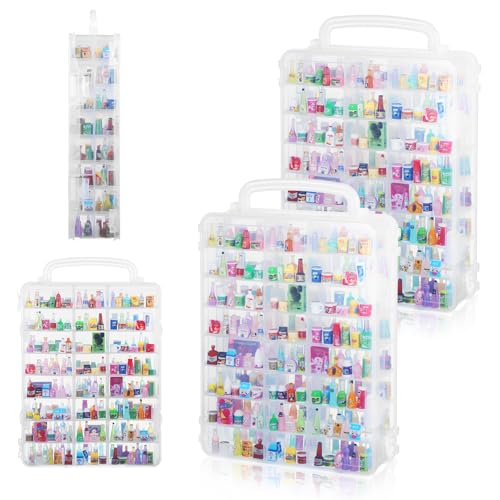 2 Pack 96-Slot Mini Brand Storage Cases, Clear Plastic Mini Brand Organizer Box with Adjustable Dividers, Portable Compartment Container for mi ni Toys and Collectibles (Case Only) - size: 2 pcs