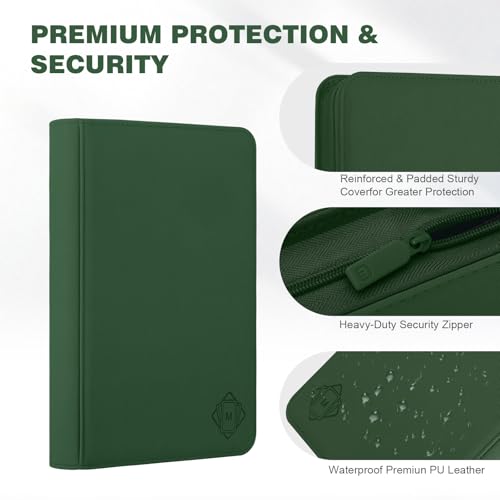 Trading Card Binder with 9 Side Loading Pocket Card Album Hold Up to 540 Cards PU Card Collection Binder, Collectible Albums Card Folder for MTG, TCG, Sports Cards（9-Dark green） - color: 9-Dark green