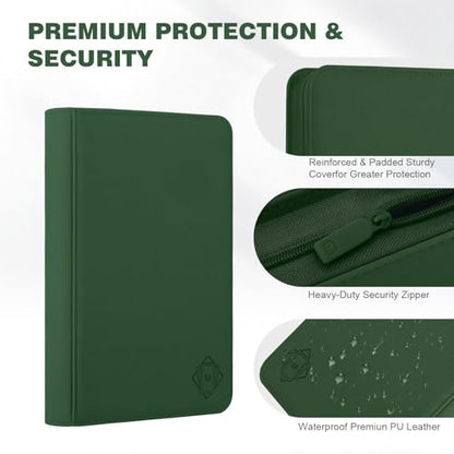 Trading Card Binder with 9 Side Loading Pocket Card Album Hold Up to 540 Cards PU Card Collection Binder, Collectible Albums Card Folder for MTG, TCG, Sports Cards（9-Dark green） - color: 9-Dark green
