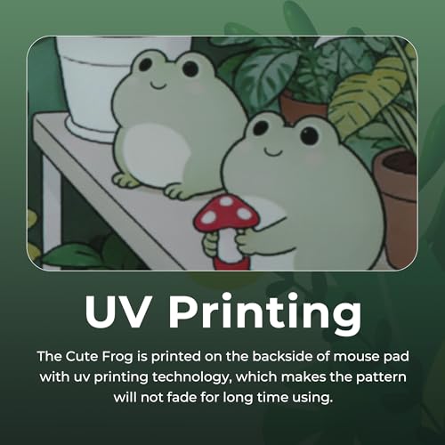 XVX Glass Mousepad Gaming, Cute Frog Hard Mouse Pads for Esports, Large Mouse Mat 410mm*310mm, Tempered Glass Mouse Pad Smooth Micro-Etched Surface with Improved Precision and Speed - color: Cute Frog