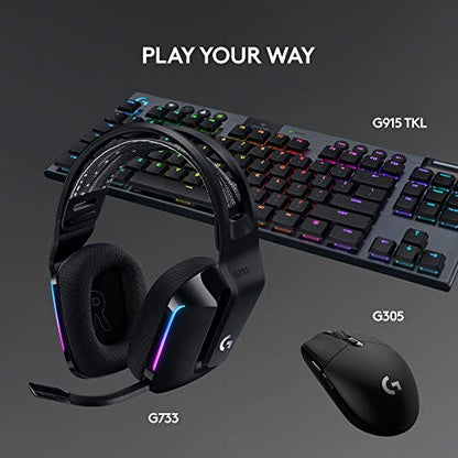 Logitech G733 Lightspeed Wireless Gaming Headset - Black | Suspension Headband, Blue VO!CE Mic, PRO-G Audio, PC, PS5, PS4, Switch Compatible - color: Black