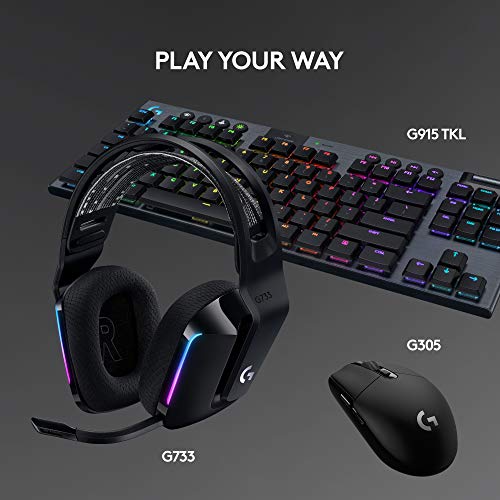 Logitech G733 Lightspeed Wireless Gaming Headset - Black | Suspension Headband, Blue VO!CE Mic, PRO-G Audio, PC, PS5, PS4, Switch Compatible - color: Black