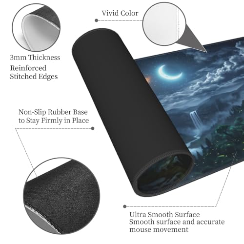 Extended Gaming Mouse Pad, Large Mouse Mat, XL Desk Pad for Keyboard and Mouse, Non-Slip Rubber Base & Stitched Edges for Gamer Office 31.5x11.8 in - color: 5