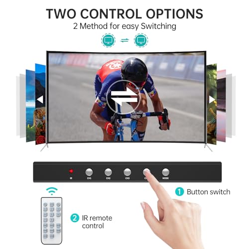 MT-VIKI 4K HDMI Multiviewer 4x1 w/IR Remote, 4K@30Hz Seamless HDMI Switcher 4 in 1 Out for PS4/PS5/Security Camera - size: 4x1 w/ IR Remote