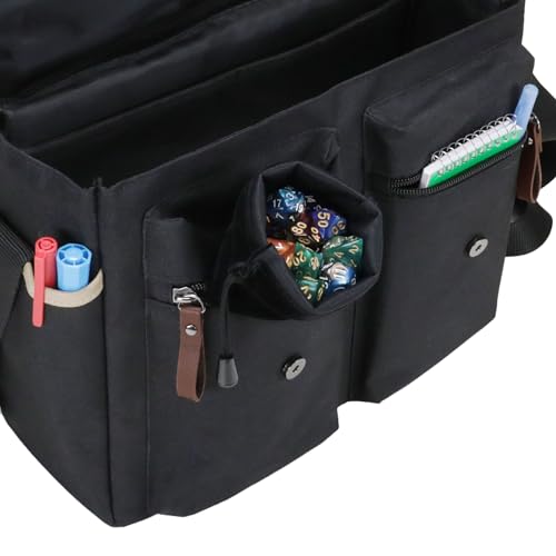 ENHANCE Designer Edition DnD Bag - RPG Player's Dungeons and Dragons Messenger Bag Fits Player's Handbook, Binders, Dice - color: Black