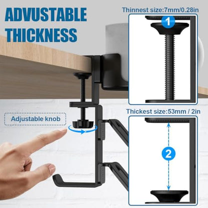 Under Desk Controller Holder Clamp Headphone Cup Organizer | under desk clamp-on controller holder, headphone hanger, desk cup holder, no-drill install, gaming desk organizer