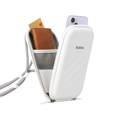 Rollink Nano EVA Hard-Shell Phone Case Crossbody Bag – Compact Travel Organizer, Water-Resistant, Adjustable Strap | Quick-access layout - color: Snow White