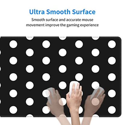 White Polka Dot Mouse Pad Extended Large Gaming Mousepad XL Big Long Oversized Desk Mat Stitched Edges 31.5 X 11.8 Inch for Home Office - color: Black1