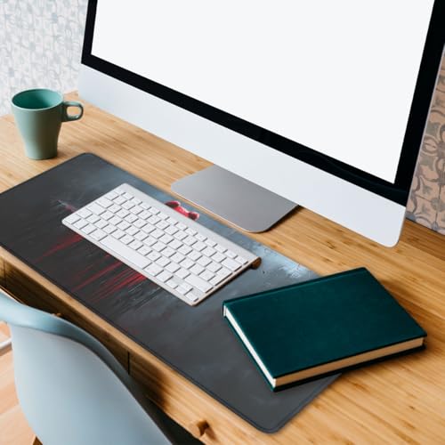Bear Gaming Mouse Pad Dark Gothic Headphones Blood Art Large Gaming Mouse Mat with Stitched Edges,Non-Slip Waterproof Rubber Base Mous Mat Office Computer Keyboard Laptop 31.5x11.8 Inch - color: Bear_04, size: 31.5L x 11.8W inches