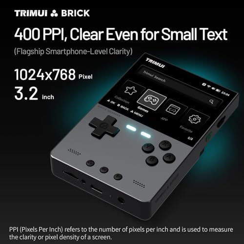 TRIMUI Brick Hammer Retro Handheld Game Console – Metal CNC Aluminum Alloy Body, 3.2" IPS Screen, 8GB Storage, Expandable to 1TB, Built-in 3000mAh Battery - style: Grey-64G
