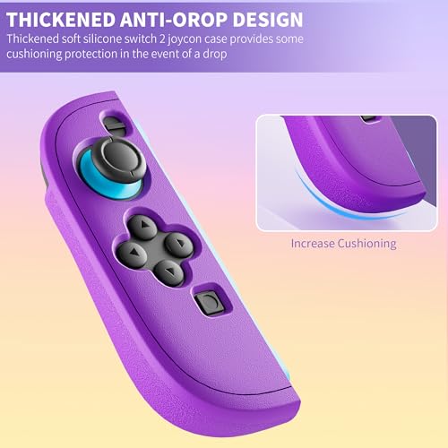 PAWDIARY Silicone Switch 2 Controller Grip Case, Frosted Handheld Switch 2 2025 Controller Protective Cover Skin and 2 Thumb Caps, [2 Pieces] Comfort Anti-slip Softshell - Purple&Orange - color: Purple-Orange