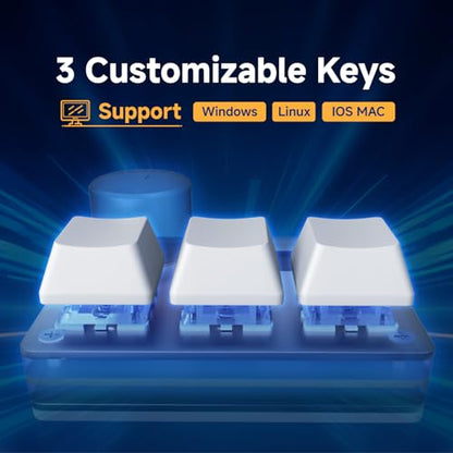 O3C Rapid Trigger Keyboard With Hall Magnetic Switch For OSU Geometry Dash | Rhythm Games,with Knob and Screen,Copy Paste,Shotcut,Macro Hotswap Mini Keypad Magnetic Linear Switches - color: White, size: Gateron KS-20 White Switch