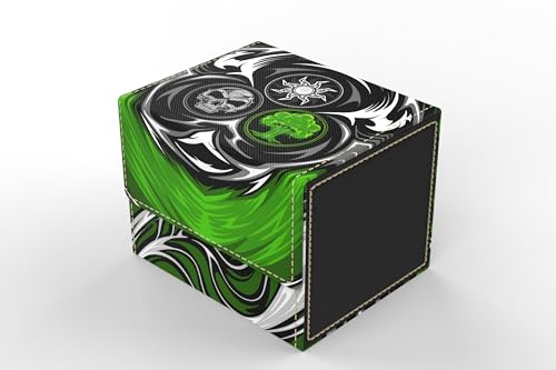 Vault- TCG/MTG 100+ Card Color Combo Deck Box (White/Black/Green) - color: White/Black/Green
