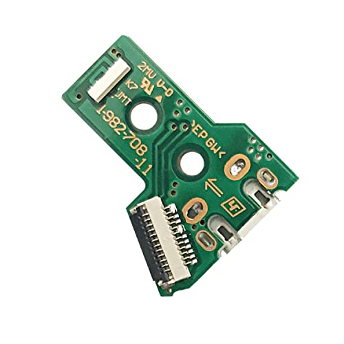 FainWan 2pcs J-D-S-055 Replacement Charging Port Assembly 12 Pin for PS4 DualShock 4, Micro USB Adaptor Charger Socket Board Connector Module for PlayStation DS4 Controller, Flex Cable