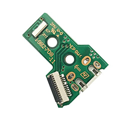 FainWan 2pcs J-D-S-055 Replacement Charging Port Assembly 12 Pin for PS4 DualShock 4, Micro USB Adaptor Charger Socket Board Connector Module for PlayStation DS4 Controller, Flex Cable