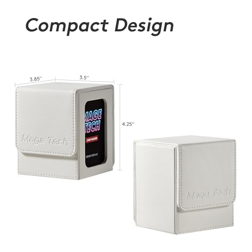 Commander Deck Box Lite - Card Display with Mini Snap Card Holder & Removable Cover, Fits 100+ Single-Sleeved Cards, Ideal for MTG, PTCG, OPCG, SWU & More (White) - color: White