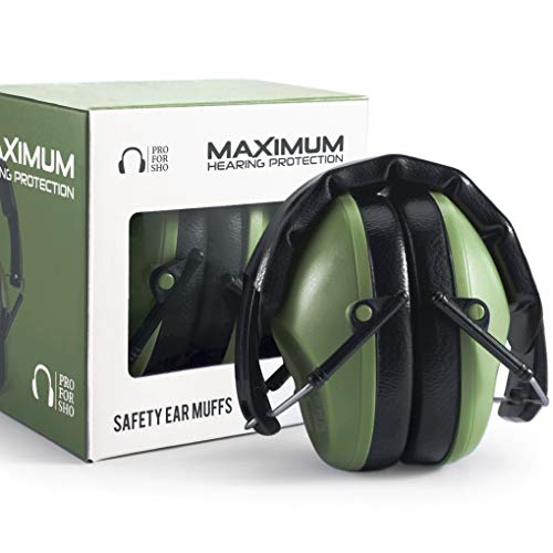 Pro For Sho 34dB NRR Hearing Protection Ear Muffs – Highest NRR Compact Design Ear Protection for Loud Events & Sensory Use - color: Army Green, size: Standard