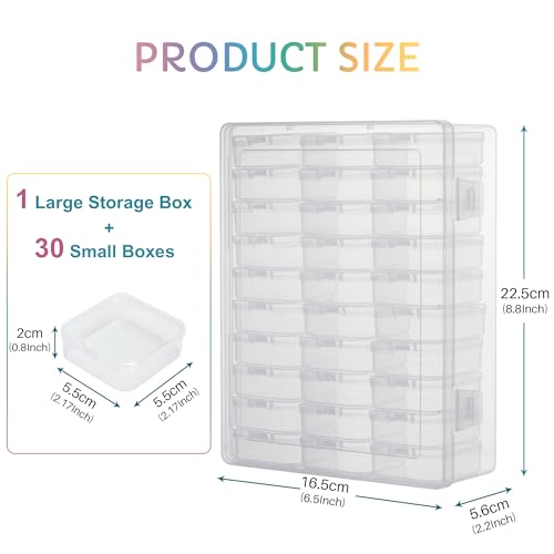 30Pcs Clear Minibrand Organizer with Hinged Lid, Mini Brand Collector for Shopkins, Real Littles(Mini Brands Are Not Included)