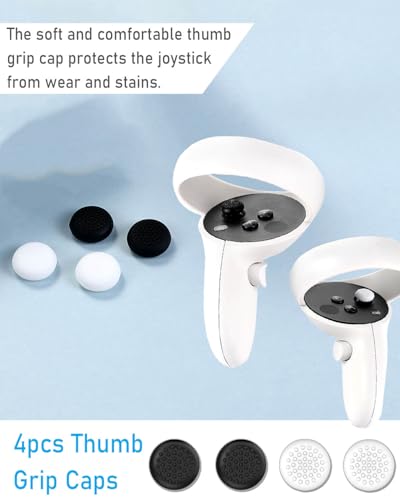 1 Pair Battery Cover for Meta Quest 2 Controller, Replacement Battery Back Door Lid Batteries Caps Charging Case Cover Shell Repair for Oculus Quest 2 Left Right Controllers with Thumb Grips