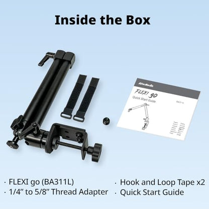 AVerMedia Mic Arm with Desk Clamp, Fully Adjustable Boom Arm, 1/4” to 5/8” Adapter, Heavy Duty Mic Stand for Studio, Podcast, Gaming, including both High & Low Profile Mic Arm setups- FLEXI go BA311L