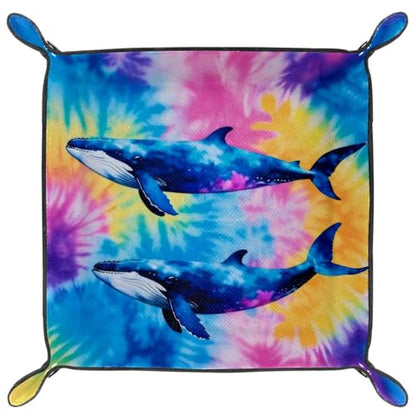 Tie Dye Whales Dice Tray Dice Rolling Tray Folding Dice Holder for Dice Games, Like RPG, DND and Other Table Games - color: Multi 8