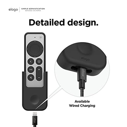 elago Universal Remote Holder Mount Compatible with Apple TV Remote and All Other Remote Controls - Adhesive Tape or Screw Mounting Options, Available Wired Charging [Small] [3rd & 2nd Gen] [Black] - color: Black, size: Small - 2&3 Gen